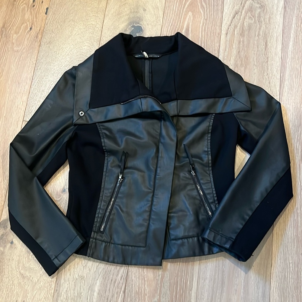 WHBM Black “Leather” Moto Jacket - XSP
